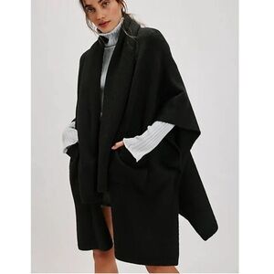 NWOT Free People Ellie Knit Scarf Wrap Duster in Black